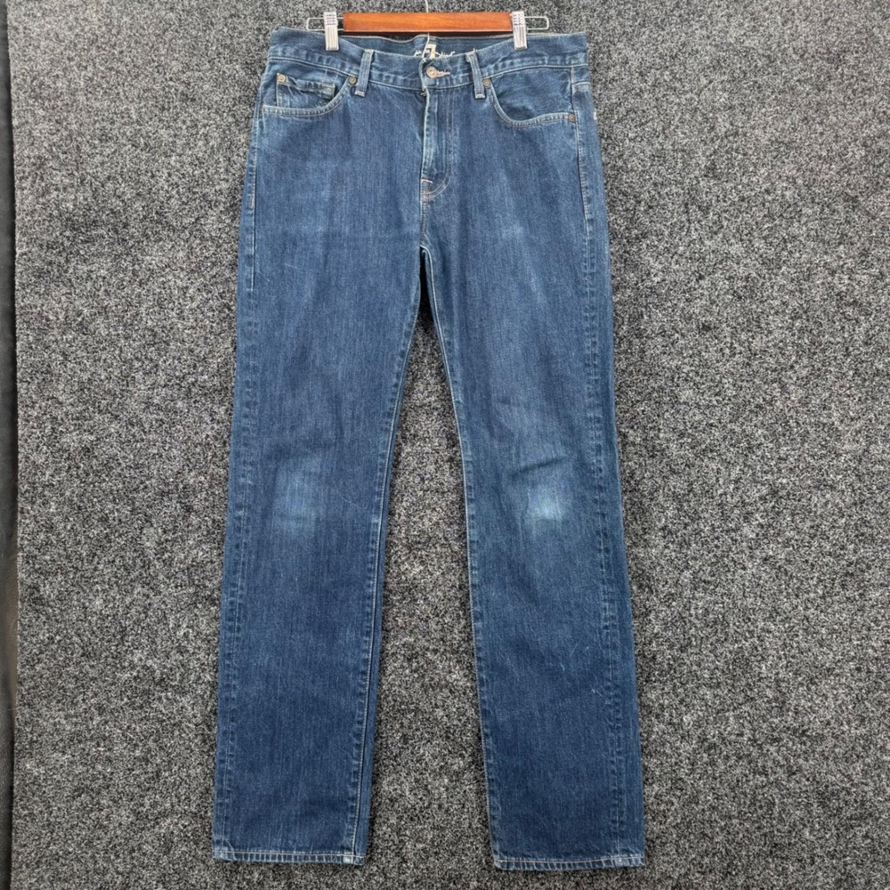 7 For All Mankind Slimmy Jeans Mens 33 Dark Wash Slim Straight 100% Cotton Denim